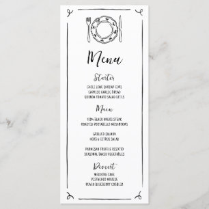 Menu Mariage manuscrit original tiré à la main