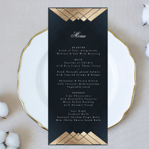 Menu Mariage Marine Blue Geometry Gold Gatsby
