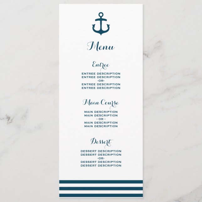 Menu Mariage Marine Nautique (Devant)