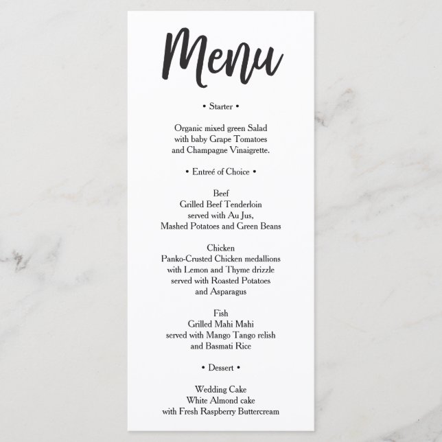 Menu mariage - Menu Fête des mariées - Sucré (Devant)