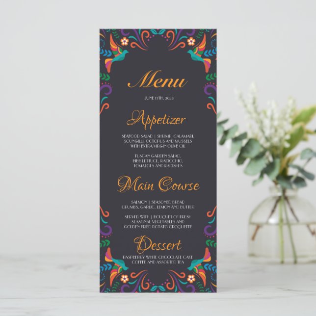 Menu Mariage mexicain personnalisé (Debout devant)