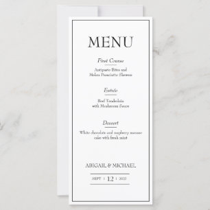 Menu Mariage minimaliste