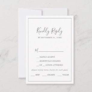 Menu Mariage minimaliste Argent Choix de la carte