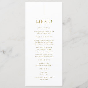 Menu Mariage minimaliste blanc et or