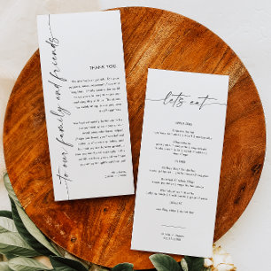 Menu Mariage minimaliste, Cartes de menu Mariage