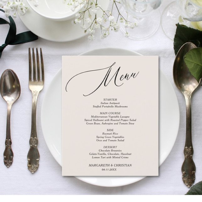 Menu Mariage minimaliste du sable économique (Créateur téléchargé)