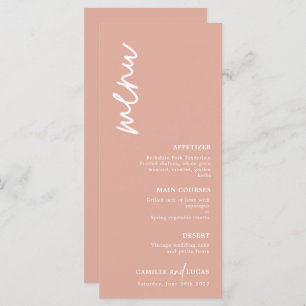 Menu Mariage minimaliste Dusty Rose