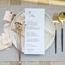 Menu Mariage minimaliste Élégant