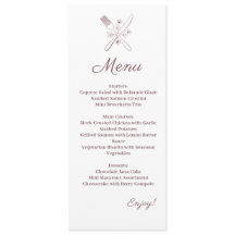 Menu Mariage minimaliste Élégant