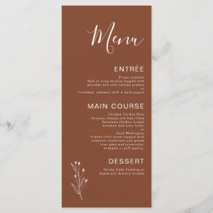 Menu Mariage minimaliste en terre cuite de Bohême