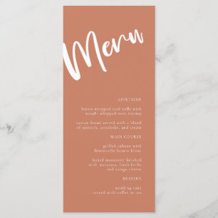 Menu Mariage minimaliste en terre cuite moderne
