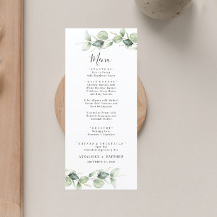 Menu Mariage minimaliste Eucalyptus Feuilles élégant