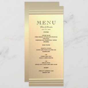Menu Mariage minimaliste Faux Gold