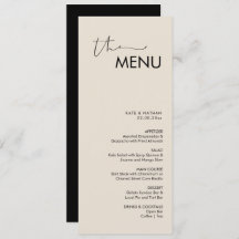 Menu Mariage minimaliste moderne
