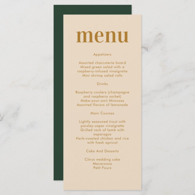 Menu Mariage minimaliste moderne Boho (Devant / Derrière)