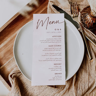 Menu Mariage minimaliste moderne élégant