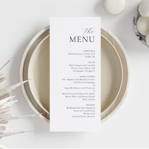 Menu Mariage minimaliste moderne noir blanc élégan