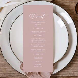 Menu Mariage minimaliste rose mauve