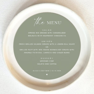 Menu Mariage minimaliste Sage Green Tour des bois