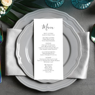 Menu Mariage minimaliste simple