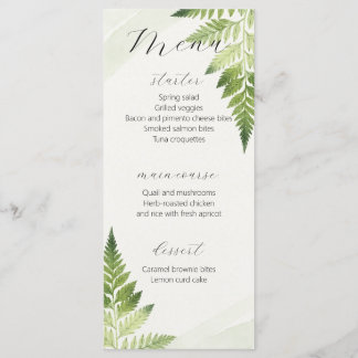 Menu Mariage minimaliste Vert Fern