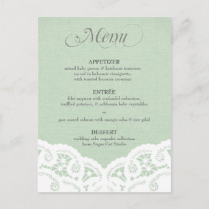 Menu Mariage Mint Lace Doily