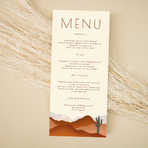 Menu Mariage moderne Boho Desert Cactus