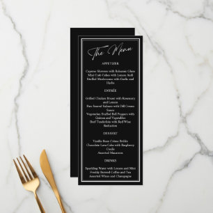 Menu Mariage moderne classique noir et blanc