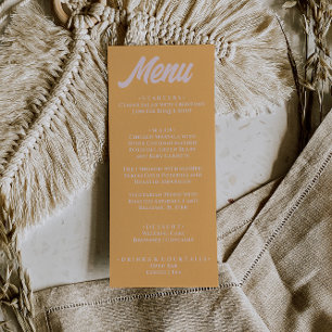 Menu Mariage moderne coloré funky élégant couleur pêche