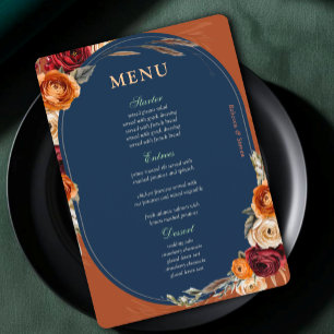 Menu Mariage moderne design moderne automne orange mari