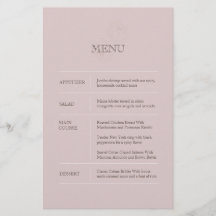 Menu Mariage moderne Dusty Rose