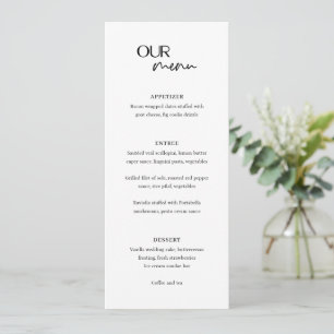 Menu Mariage Moderne Élégant en Noir et Blanc