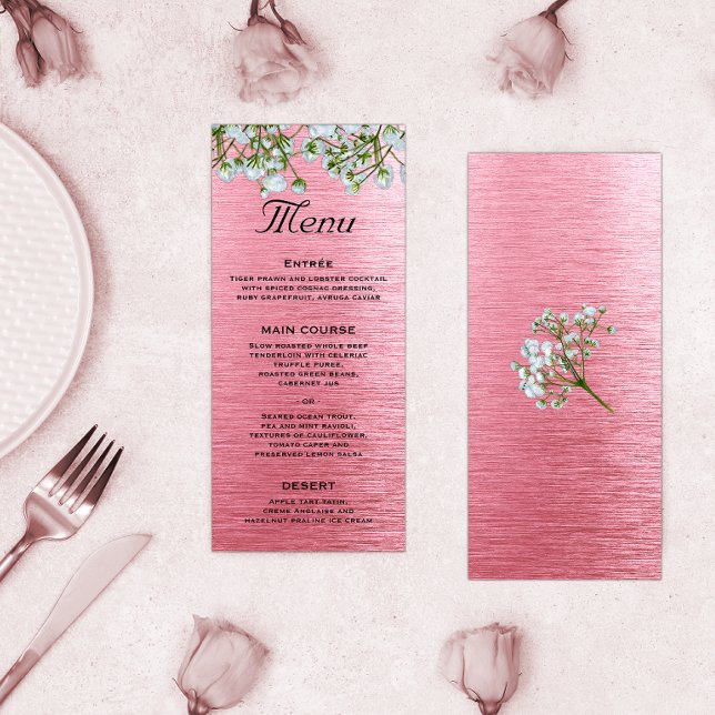 Menu Mariage moderne en métal rose (Créateur téléchargé)