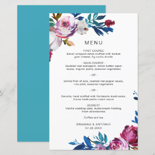 Menu Mariage moderne Floral Vibrant