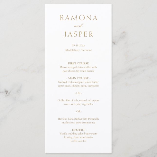 Menu Mariage moderne Gold Bold (Devant)