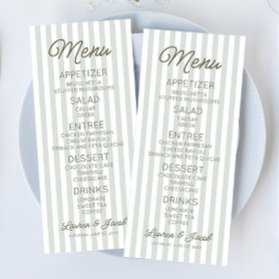 Menu Mariage Moderne Minimaliste Bandes Vertes