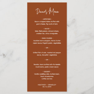 Menu Mariage moderne minimaliste en terre cuite