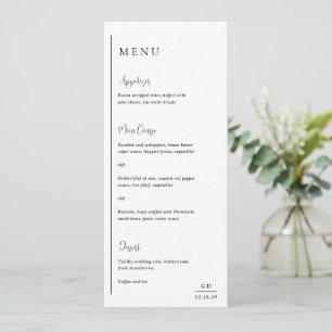 Menu Mariage moderne minimaliste géométrique noir et bl