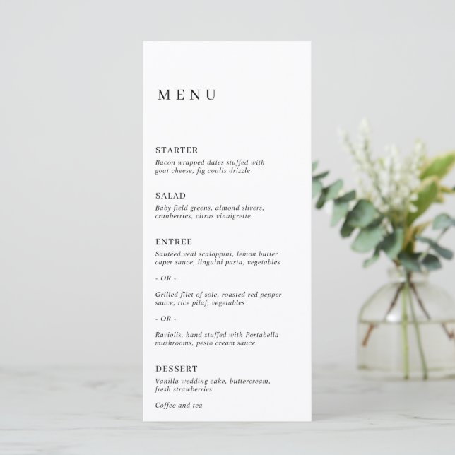 Menu Mariage moderne minimaliste noir et blanc (Debout devant)