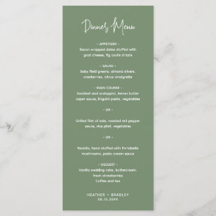 Menu Mariage Moderne Minimaliste Vert Sauge