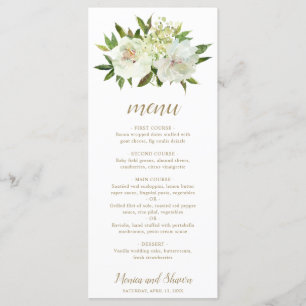 Menu Mariage moderne Neutre Floral Élégant