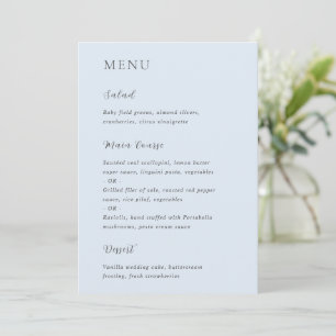 Menu Mariage Moderne Poudre Bleue Élégant