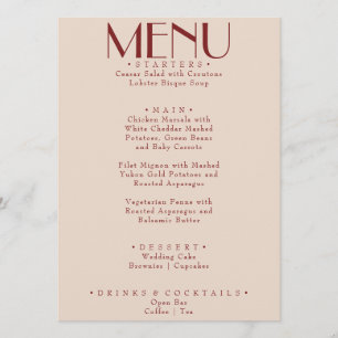 Menu Mariage Moderne Rouge Foncé Rétro Fantaisiste Amus