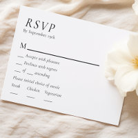 Menu Mariage moderne simple Carte de réponse RSVP
