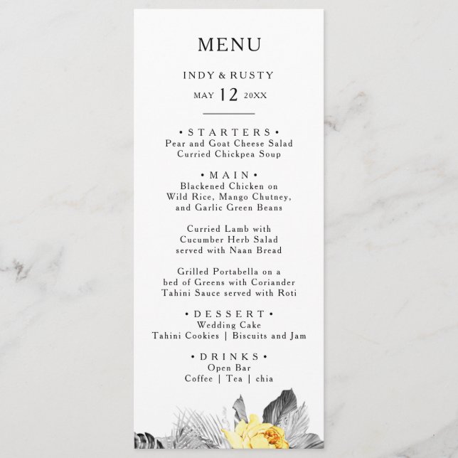 Menu Mariage moderne Tropical (Devant)