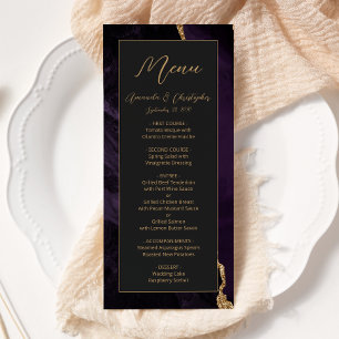 Menu Mariage Moderne Violet Or Agate Foncé