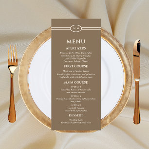 Menu Mariage Monogram Modern Cream Taupe