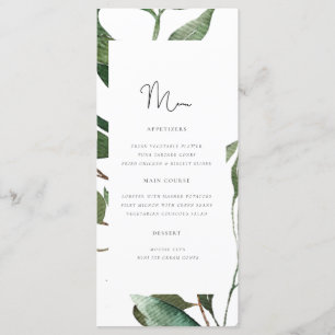 Menu Mariage Monogramme de feuillage simple