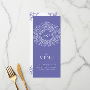 menu mariage monogramme du dessin en feuille blanc