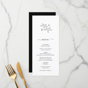 Menu Mariage monogramme minimaliste de plage Starfish